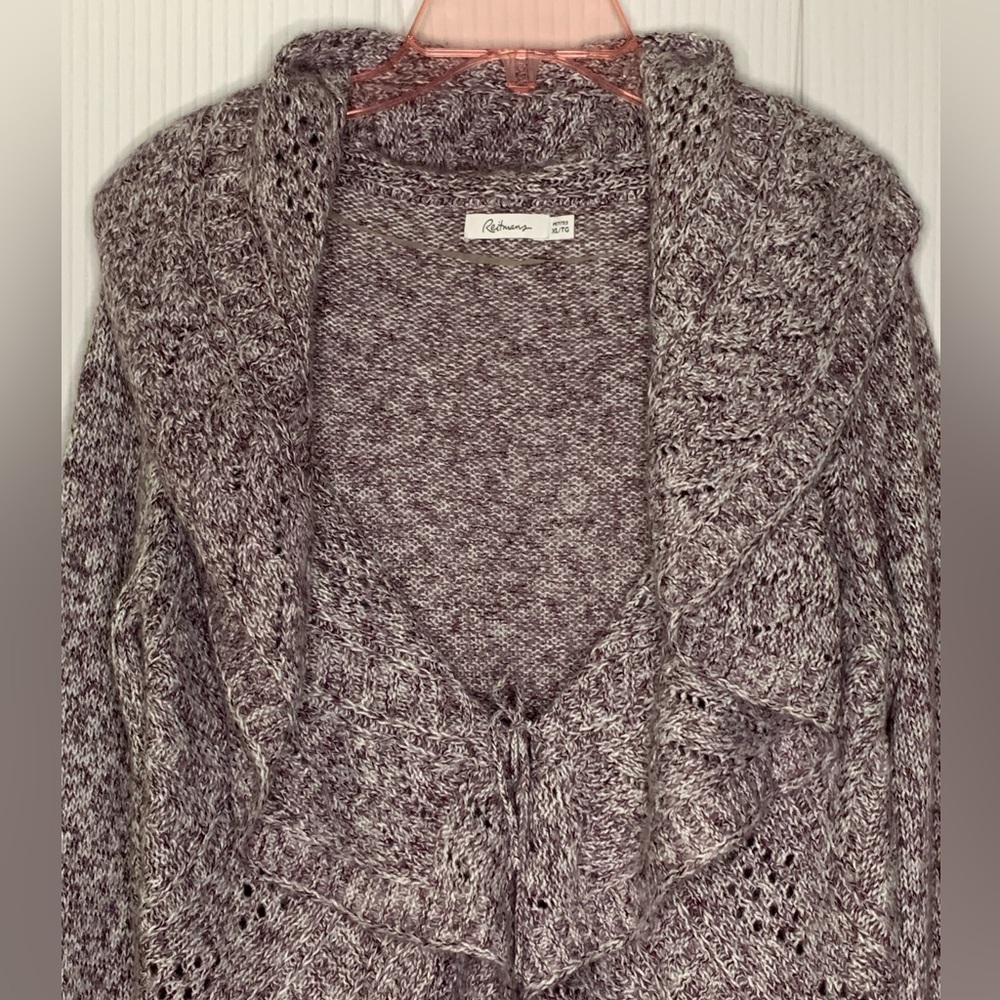 Reitmans Heathered Purple and White Cardigan Open Front Detailed Knit XL - Picture 3 of 11